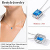 Sparkling 925 Sterling Silver Birthstone Necklaces for Women, Created Heart/Round/Teardrop/Square Crystal Solitaire Pendant Diamond Necklace, Great Birthday/Anniversary/Wedding Gifts