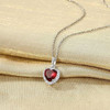 Sparkling 925 Sterling Silver Birthstone Necklaces for Women, Created Heart/Round/Teardrop/Square Crystal Solitaire Pendant Diamond Necklace, Great Birthday/Anniversary/Wedding Gifts