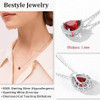 Sparkling 925 Sterling Silver Birthstone Necklaces for Women, Created Heart/Round/Teardrop/Square Crystal Solitaire Pendant Diamond Necklace, Great Birthday/Anniversary/Wedding Gifts