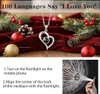 Preserved Real Rose with Heart Necklace I Love You in 100 Languages,Romantic Valentine's Day Gifts for Her