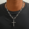 Vintage Gothic Cross Flower Chain Bracelet For Men Women, Punk Hip Hop Retro Silver Plated Stainless Steel Link Bracelet, Rock Streetwear Adjustable Wristband Jewelry Gift