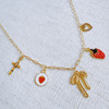Berry Cute Charm Necklace – Strawberry, Bow & Heart