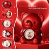 Valentine's Day Cute Teddy Bear with Preserved Rose, Hidden Surprise Necklace Rotating Gift Box Valentines Day Gifts for Her, Romantic Eternal Rose Flowers for Birthday, Wedding, Anniversary,