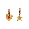 18K Real Gold Plated Dainty Heart & Star Rhinestone Drop Dangle Earings