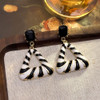 Vintage Black Onyx Teardrop Dangle Earrings for Women, 14K Gold Plated Twisted Knot Drop Earrings, Elegant Retro Black Stone Long Tassel Earrings Formal Party Wedding Jewelry Gift