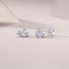 Waves-Set with Moissanite 0.3 carats S925 sterling silver and platinum-plated stud earrings fashion fashion jewelry silver jewelry