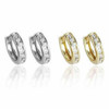 Sweet Hoops Earrings, Reversible with 12 CZ Diamonds in Real Gold Plated, 18 mm diameter