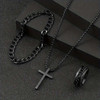 Men's Cross Jewelry Set, Black Necklace Ring & Bracelet Set, Gothic Fashion Accessories Gift Set for Men