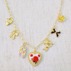 Ballet Garden Charm Necklace – Whimsical Gold Chain with Rose, Swan, Angel & Ballet Shoe Charms