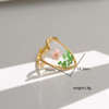 Cottagecore Real Dried Flower Resin Open Ring Women Gold Plated Boho Botanical Adjustable Aesthetic Fashion Jewelry