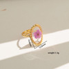 Cottagecore Real Dried Flower Resin Open Ring Women Gold Plated Boho Botanical Adjustable Aesthetic Fashion Jewelry