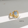 Cottagecore Real Dried Flower Resin Open Ring Women Gold Plated Boho Botanical Adjustable Aesthetic Fashion Jewelry