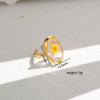 Cottagecore Real Dried Flower Resin Open Ring Women Gold Plated Boho Botanical Adjustable Aesthetic Fashion Jewelry