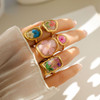 Cottagecore Real Dried Flower Resin Open Ring Women Gold Plated Boho Botanical Adjustable Aesthetic Fashion Jewelry