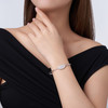 Composed of morganite, 925 sterling silver and platinum-plated diamonds, it is a fashionable jewelry bracelet and a luxurious silver accessory.