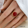 18K Gold Plated Moon Star Oval Open Ring For Women, White Enamel Celestial Crescent Moon Star Adjustable Band Ring, Minimalist Boho Aesthetic Stainless Steel Daily Wear Jewelry Gift