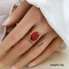 18K Gold Plated Moon Star Oval Open Ring For Women, White Enamel Celestial Crescent Moon Star Adjustable Band Ring, Minimalist Boho Aesthetic Stainless Steel Daily Wear Jewelry Gift