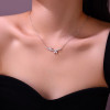 A fashionable and popular jewelry necklace pendant set, featuring Monnes stone, made of 925 silver and plated with platinum diamonds.