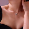 A fashionable and popular jewelry necklace pendant set, featuring Monnes stone, made of 925 silver and plated with platinum diamonds.