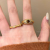 Vintage Natural Tiger Eye Stone Halo CZ Ring For Women, 18K Gold Plated Matte Brushed Band Oval Cabochon Gemstone Luxury Retro Wedding Party Fashion Jewelry Gift