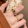 Vintage Natural Tiger Eye Stone Halo CZ Ring For Women, 18K Gold Plated Matte Brushed Band Oval Cabochon Gemstone Luxury Retro Wedding Party Fashion Jewelry Gift