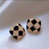 Elegant Black Enamel Square Pearl Drop Earrings for Women, 4Pcs Princess Cut Cubic Zirconia Sparkling Dangle Earrings, Luxury Vintage Formal Wedding Party Jewelry Gift