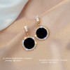 Elegant Black Enamel Square Pearl Drop Earrings for Women, 4Pcs Princess Cut Cubic Zirconia Sparkling Dangle Earrings, Luxury Vintage Formal Wedding Party Jewelry Gift