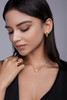 A fashionable and popular jewelry necklace pendant set, featuring Monnes stone, made of 925 silver and plated with platinum diamonds.