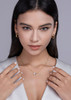 A fashionable and popular jewelry necklace pendant set, featuring Monnes stone, made of 925 silver and plated with platinum diamonds