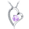 Emma Manor Heart Necklace 14K White Gold Plated Round Cut Cubic Zirconia Forever Lover Heart Pendant Necklace for Women Girls