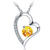 Emma Manor Heart Necklace 14K White Gold Plated Round Cut Cubic Zirconia Forever Lover Heart Pendant Necklace for Women Girls