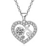 White Gold Plated 5A Cubic Zirconia Cross Heart Pendant Necklace for Women