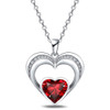 14k White Gold Plated 5A Heart Shape Cubic Zirconia Love Double Heart Pendant Necklace for Women, Jewelry Gift for Wife Girlfriend