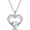 14k White Gold Plated 5A Heart Shape Cubic Zirconia Love Double Heart Pendant Necklace for Women, Jewelry Gift for Wife Girlfriend