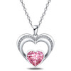 14k White Gold Plated 5A Heart Shape Cubic Zirconia Love Double Heart Pendant Necklace for Women, Jewelry Gift for Wife Girlfriend