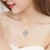 14k White Gold Plated 5A Heart Shape Cubic Zirconia Love Double Heart Pendant Necklace for Women, Jewelry Gift for Wife Girlfriend