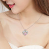 14k White Gold Plated 5A Heart Shape Cubic Zirconia Love Double Heart Pendant Necklace for Women, Jewelry Gift for Wife Girlfriend