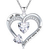 Love Heart Pendant Necklace 18k White Gold Plated 5A Cubic Zirconia Engraved I Love You Heart Jewelry Gift for Women Wife Girl