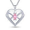 Heart Pendant Necklace 14k White Gold Plated 5A Cubic Zirconia Infinity Butterfly Jewelry for Women