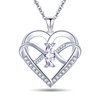 Heart Pendant Necklace 14k White Gold Plated 5A Cubic Zirconia Infinity Butterfly Jewelry for Women