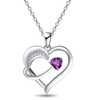14k White Gold Plated 5A Cubic Zirconia Unique Love Heart Pendant Necklace for Women, Jewelry Gift for Wife Girlfriend