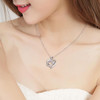 14k White Gold Plated 5A Cubic Zirconia Unique Love Heart Pendant Necklace for Women, Jewelry Gift for Wife Girlfriend