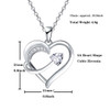 14k White Gold Plated 5A Cubic Zirconia Unique Love Heart Pendant Necklace for Women, Jewelry Gift for Wife Girlfriend