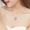 14k White Gold Plated 5A Cubic Zirconia Unique Love Heart Pendant Necklace for Women, Jewelry Gift for Wife Girlfriend