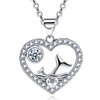 Heart Pendant Necklace 14k White Gold Plated Cubic Zirconia Love Heart Jewelry for Women Girls