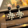 Elegant Black Enamel Square Pearl Drop Earrings for Women, 4Pcs Princess Cut Cubic Zirconia Sparkling Dangle Earrings, Luxury Vintage Formal Wedding Party Jewelry Gift