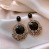 Elegant Black Enamel Square Pearl Drop Earrings for Women, 4Pcs Princess Cut Cubic Zirconia Sparkling Dangle Earrings, Luxury Vintage Formal Wedding Party Jewelry Gift