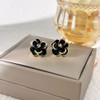 Elegant Black Enamel Square Pearl Drop Earrings for Women, 4Pcs Princess Cut Cubic Zirconia Sparkling Dangle Earrings, Luxury Vintage Formal Wedding Party Jewelry Gift