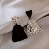 Elegant Black Enamel Square Pearl Drop Earrings for Women, 4Pcs Princess Cut Cubic Zirconia Sparkling Dangle Earrings, Luxury Vintage Formal Wedding Party Jewelry Gift