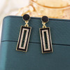 Elegant Black Enamel Square Pearl Drop Earrings for Women, 4Pcs Princess Cut Cubic Zirconia Sparkling Dangle Earrings, Luxury Vintage Formal Wedding Party Jewelry Gift